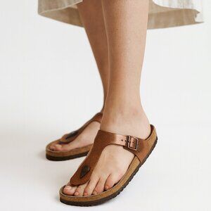 Birkenstock Gizeh Brown Comfort Summer Glitter Leather Sandals  Size 40